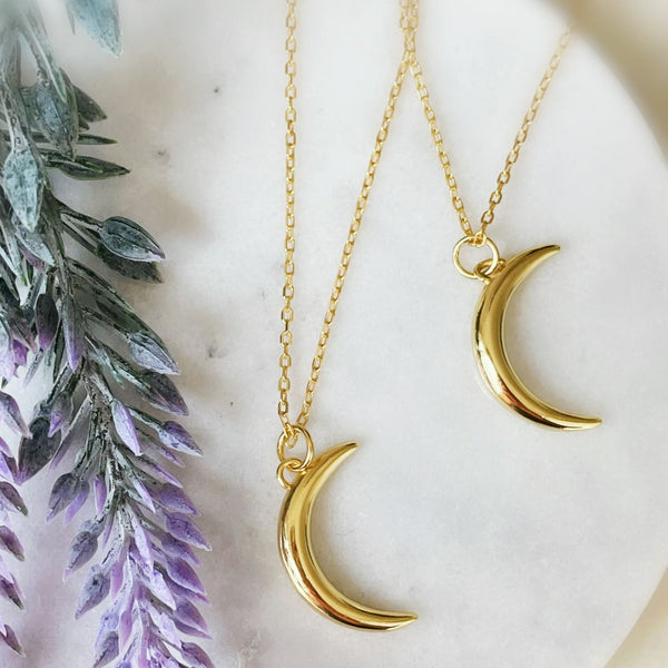 Golden Cresent Moon Necklace - Vermeil